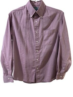 Vintage Duck Head Classic Shirt Mens M Burgundy Herringbone Button Down 90s